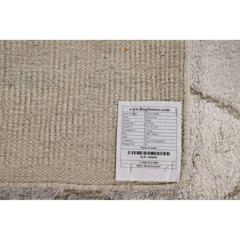Geometric Moroccan Oriental Rug Hand-Knotted Wool Carpet - 2'0"x 3'0"