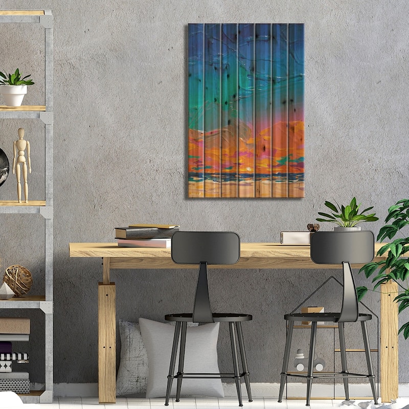 Iridescent Sky IV Print On Wood by Joseph Villanueva - Multi-Color
