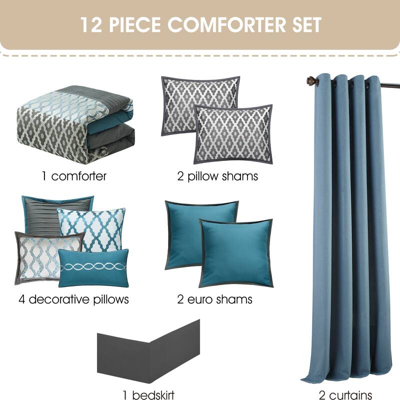Nanshing Calvin 12 Piece Luxury Transitional Comforter Set