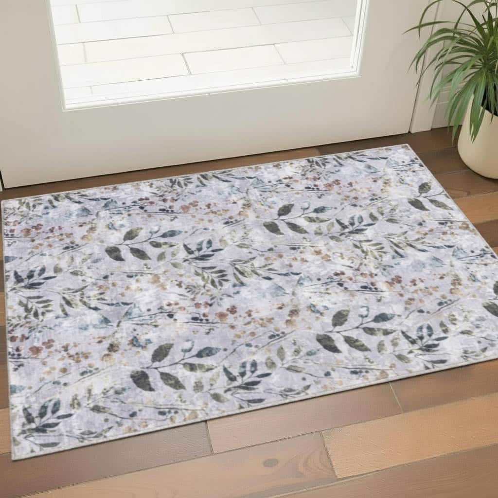 HomeRoots Floral Contemporary Rectangle Area Rug - 3' X 5'