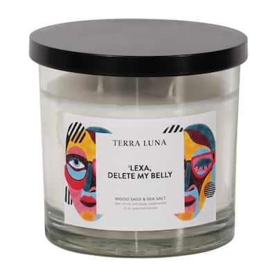 4" 12 Oz Delete My Belly Lidded Candle, Round, 4"H, Abstract - 4" x 4" x 4"