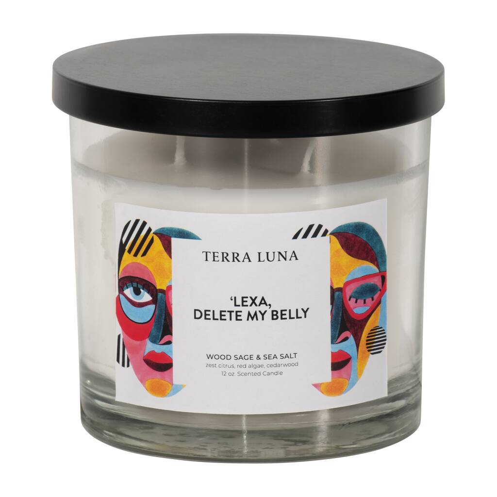 4" 12 Oz Delete My Belly Lidded Candle, Round, 4"H, Abstract - 4" x 4" x 4"