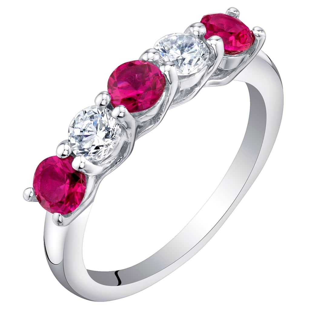 Sterling Silver 0.75 ct Created Ruby Stackable Ring