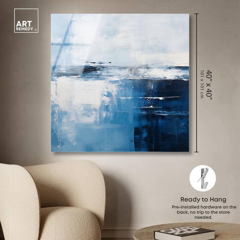 Layers of Blue Acrylic by Art Remedy, Ready to Hang