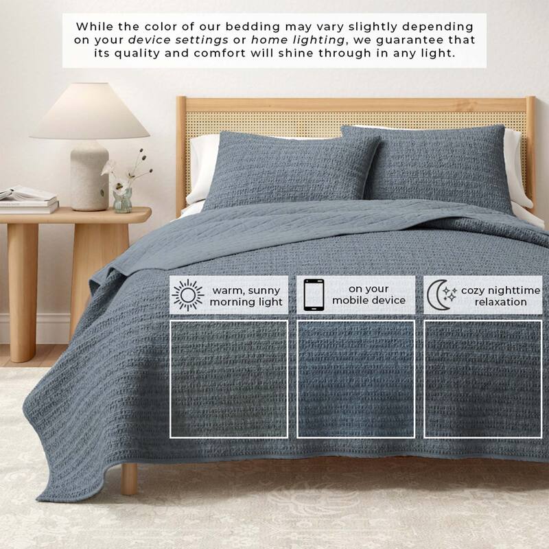 Linery & Co. Cotton Honeycomb Waffle Garment Washed Quilt Set