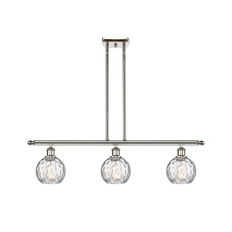 Innovations Lighting Athens Water Glass 3 Light 36" Island Light - 6" Shade - Polished Nickel