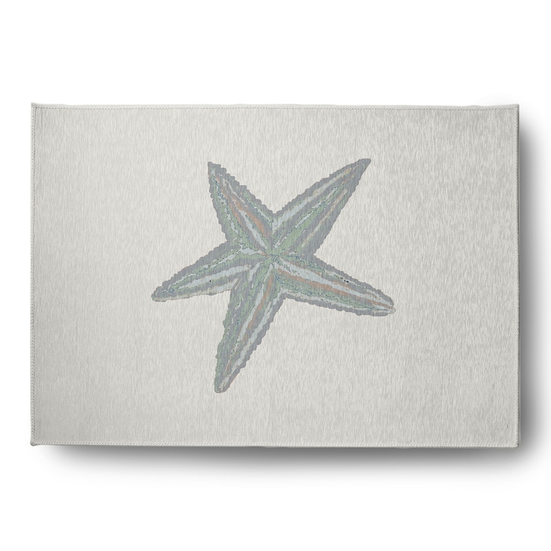 Starfish Nautical Indoor/Outdoor Rug - Pretty Grey - 5' x 7'