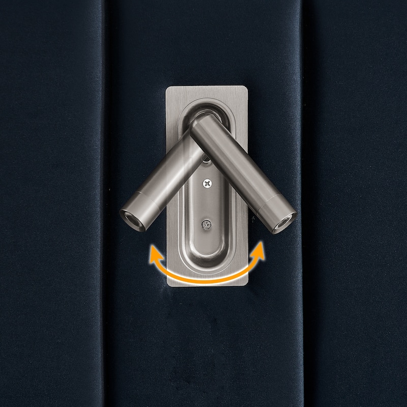 Upholstered Bed, Vertical Stripe Buttons Design Wingback Bed Frame, Velvet Fabric Platform Bed with Bedside Table