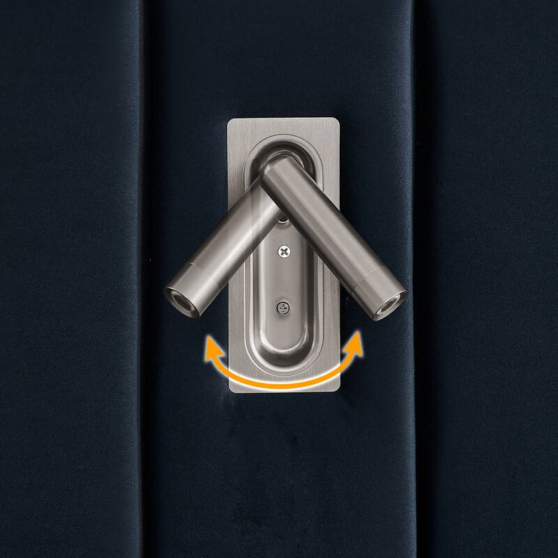 Upholstered Bed, Vertical Stripe Buttons Design Wingback Bed Frame, Velvet Fabric Platform Bed with Bedside Table