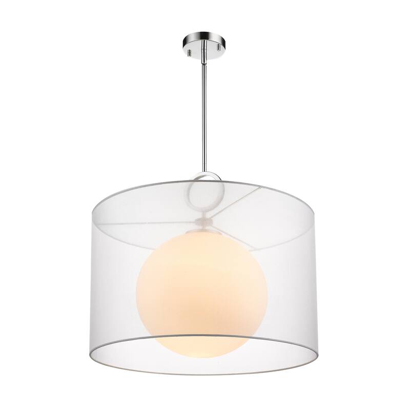 Arosia 1 Light 24 inch Chrome + White Pendant Light