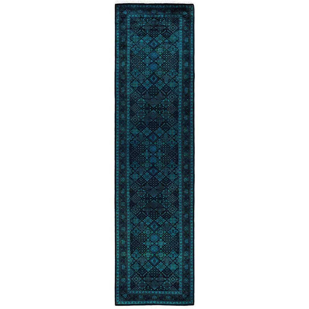 Overdyed One-of-a-Kind Hand-Knotted Area Rug - Black - 2' 7" x 10' 1"
