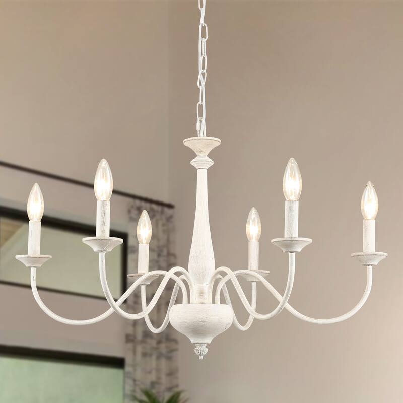 Modern Farmhouse 6-Light Candle Chandelier Light Fixture for Dining Room - W27.95"x H16.14" - N/A