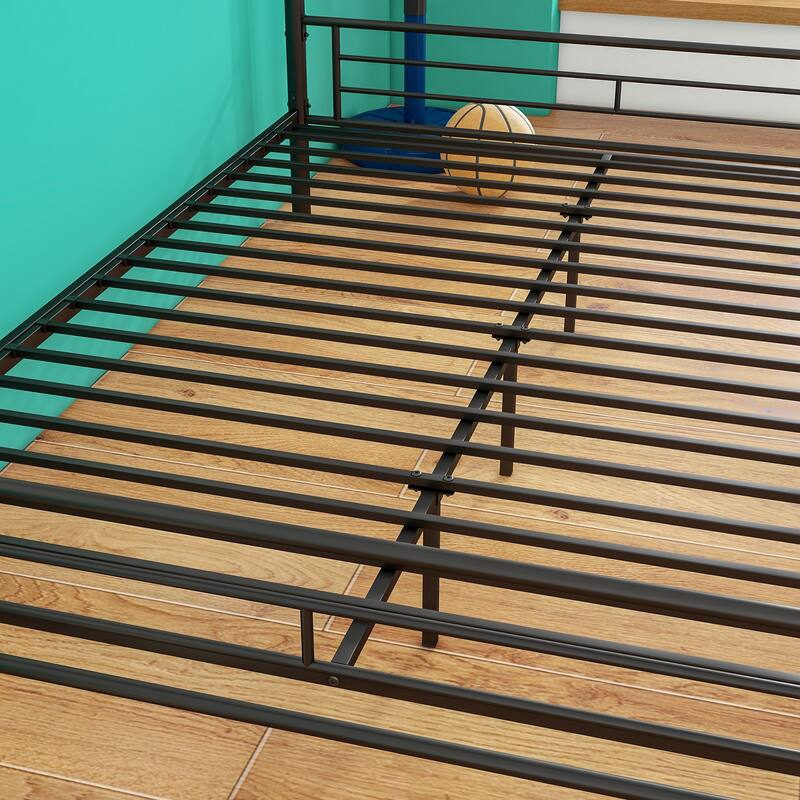 Sturdy Metal Full Over Queen Bunk Bed Frame, Noise-Free, No Box Spring Needed