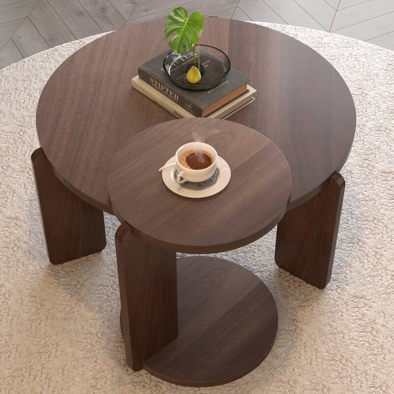 Coffee Table Set of 2 Nesting Table for Bedroom, End Table Center Table Black Accent Table Sofa Table