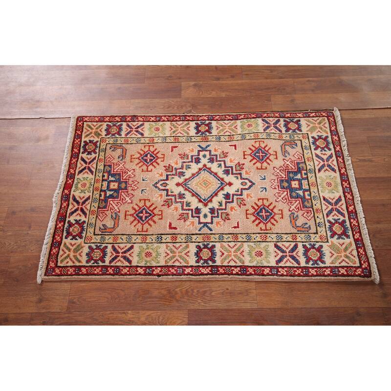 Kazak Accent Rug Hand-Knotted Traditional / Geometric Wool Carpet - 2'0" x 3'2"