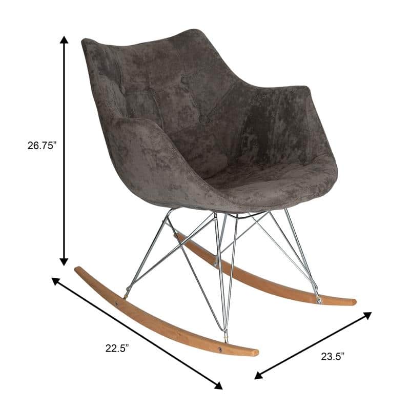 Willow Modern Velvet Upholstered Rocking Nursery Chair - Mid Century Accent Armchair for Home Living Bedroom Indoor & Outdoor