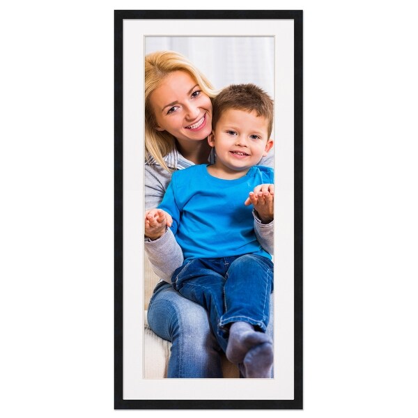 12x36 Frame with Mat - Black 16x40 Frame Wood Made to Display