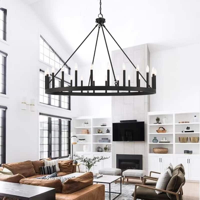 Acroma 24 Light Modern Farmhouse Wagon Wheel Chandelier-UL Certified - N/A