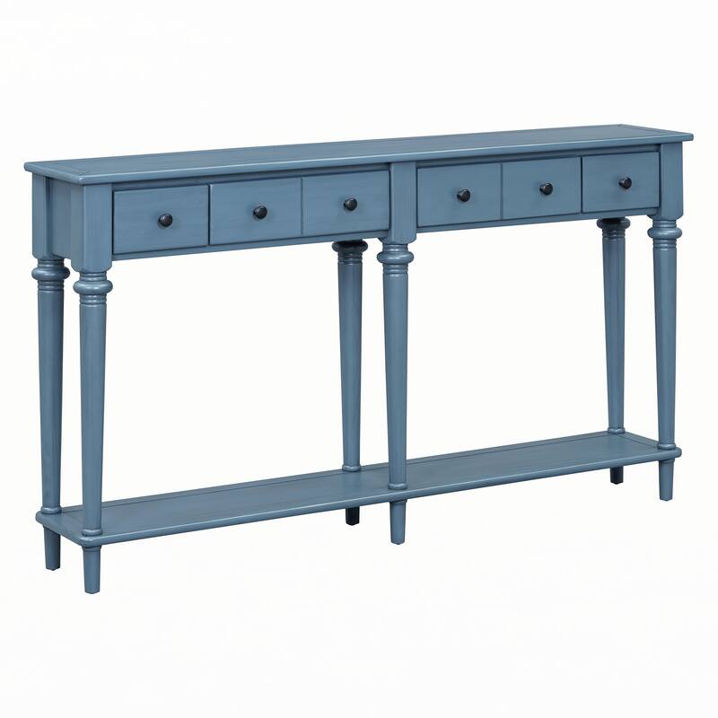 Entryway Table with 4 Drawers(Navy Blue)