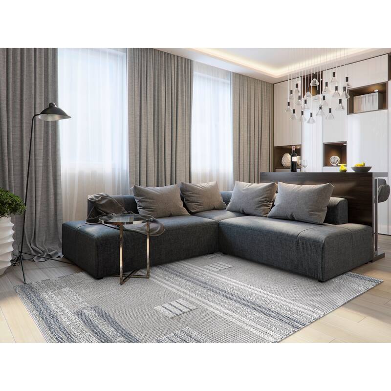 Domani Bella Casually Geometric Textured Indoor / Outdoor Area Rug