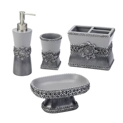 Avanti Braided Medallion 4 Pc Bath Accessory Set - Granite