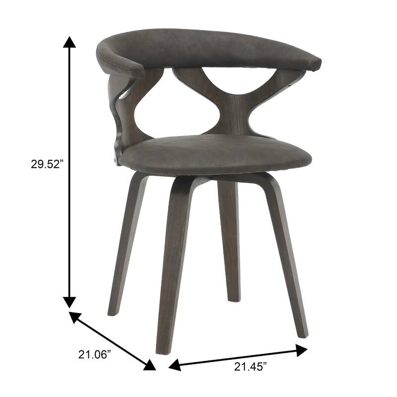 Klyne Leather Dining Chair with Poplar Wood Frame - Mid-Century Wooden Accent Chair with Swivel Base Set of 4