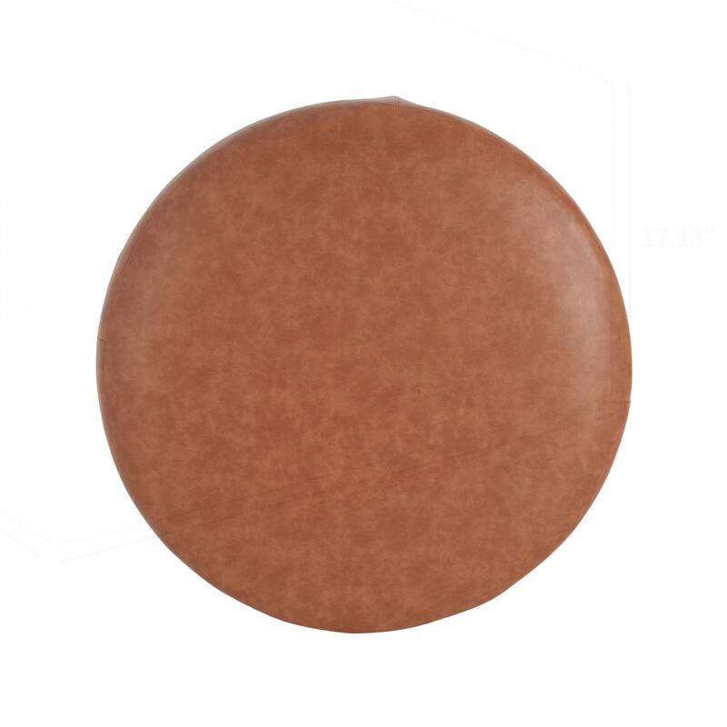 Upholstered PU Leather Round Ottoman