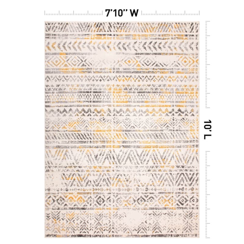 The Curated Nomad Midtown Geometric Distressed Bohemian Rug