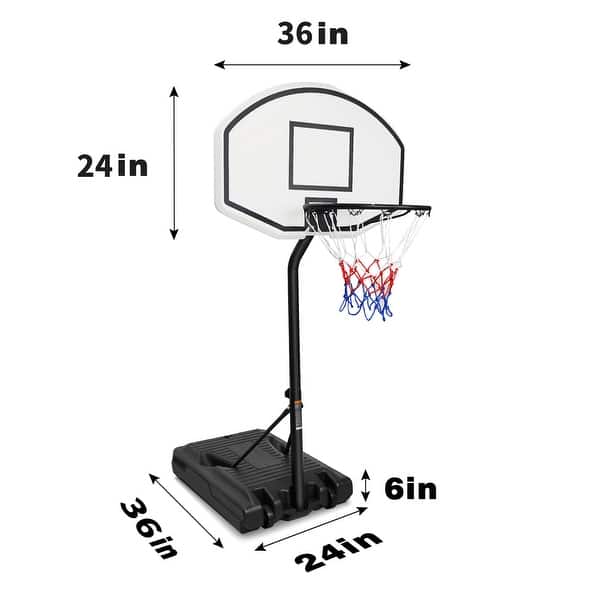 Adjustable Portable Basketball Hoop for Kids - Poolside 3.1Ft to 4.7Ft Height - 35''L x 24'' W x 6'' H