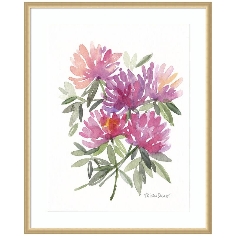 Kate and Laurel Framed Art Abstract Watercolor Pink Floral by Patricia Shaw - 34x42 - Gold