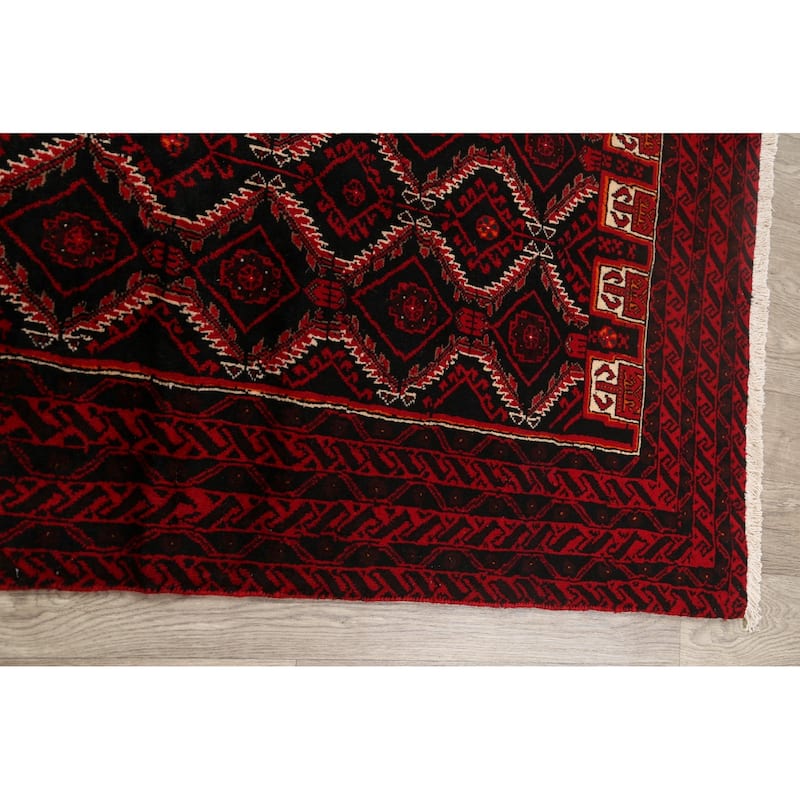 Traditional Geometric Persian Balouch Area Rug Wool Hand-knotted - 3'4" x 6'0"