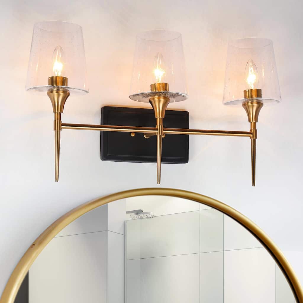 2/3-Light Modern Black Gold Bathroom Vanity Light Wine Glass Wall Sconces Lighting