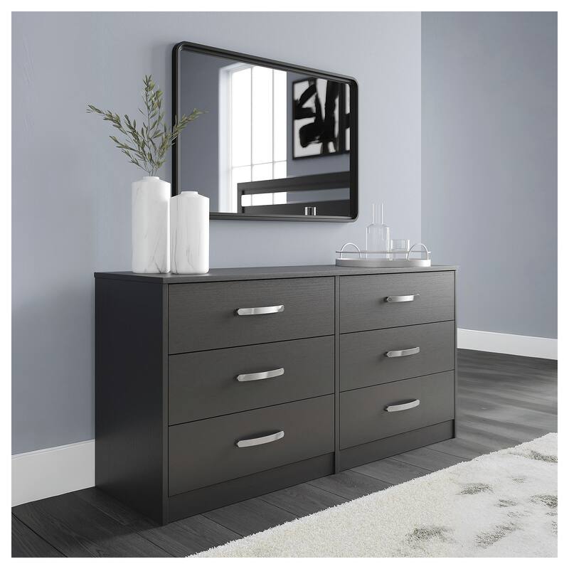Signature Design by Ashley Finch Dresser, Black - Black - 6-drawer