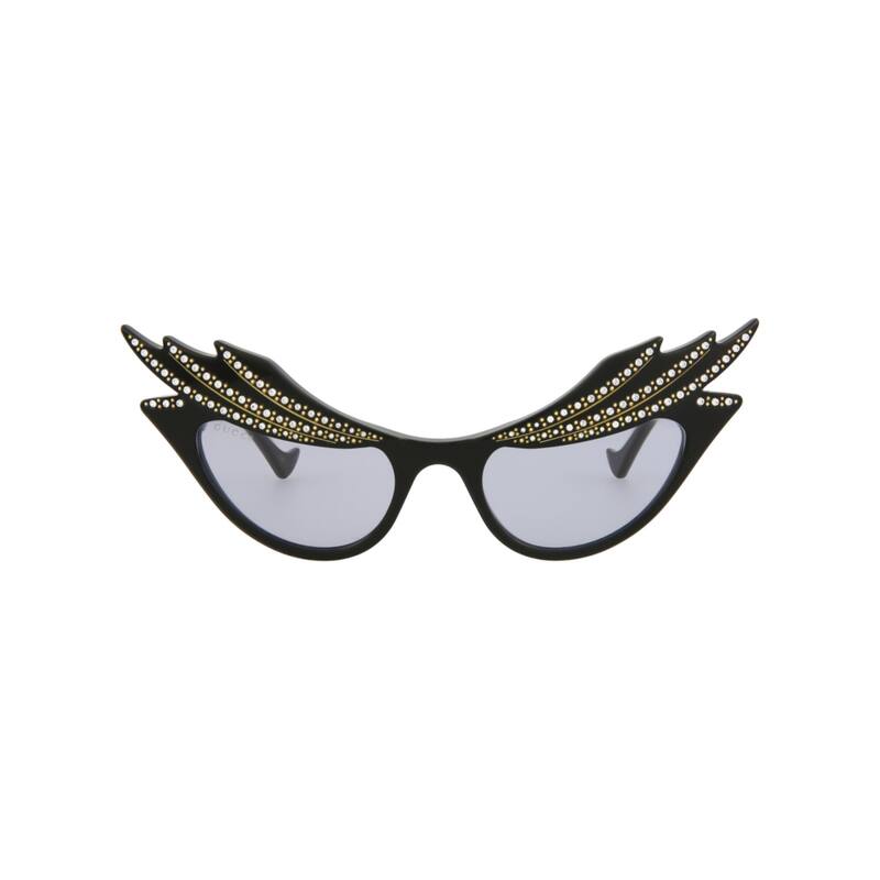 Gucci Cat Eye-Frame Acetate Sunglasses - Black Black Violet - Black - Purple Lens