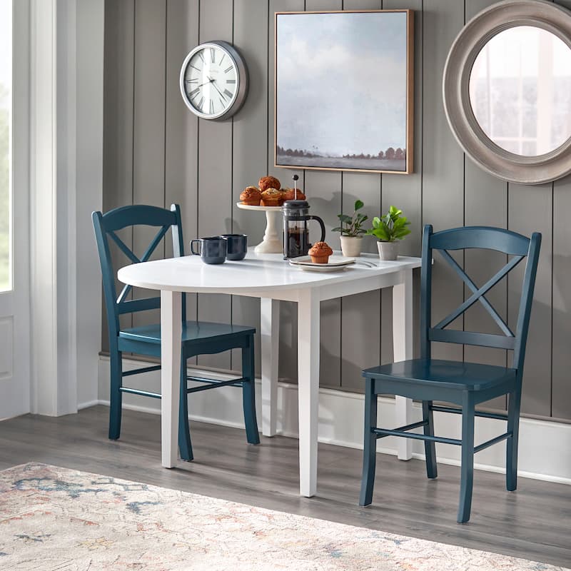 Simple Living Country Cottage Drop Leaf 3-piece Dining Set - Midnight Blue