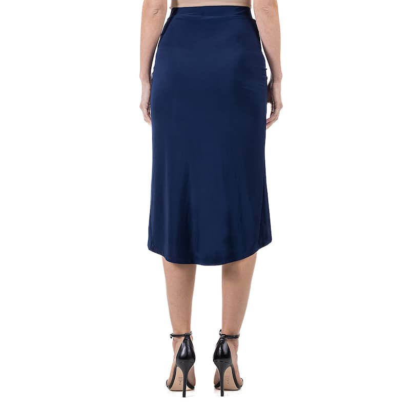 24seven Comfort Apparel Solid Color Knee Length Tulip Skirt