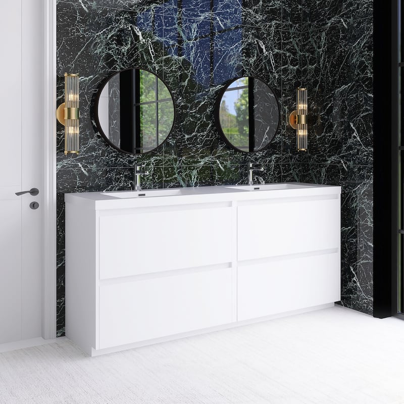 Freestanding Bathroom Vanity with Integrated Resin Top