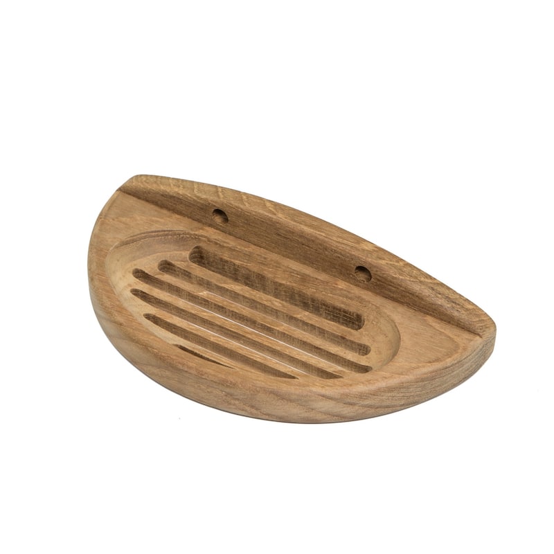 Traditional Solid Teak Wall Mount Oval Soap Dish - 1.38" 7.13" X 3.56"