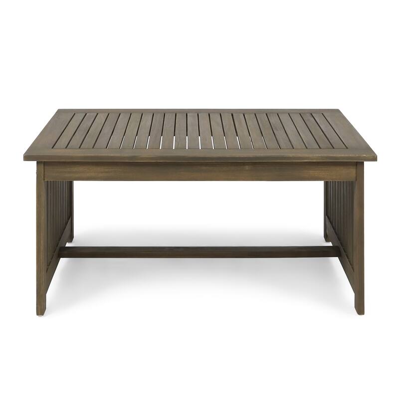 Roomfitters Solid Wood Outdoor Coffee Table, Patio Slatted Top with Slatted Sides