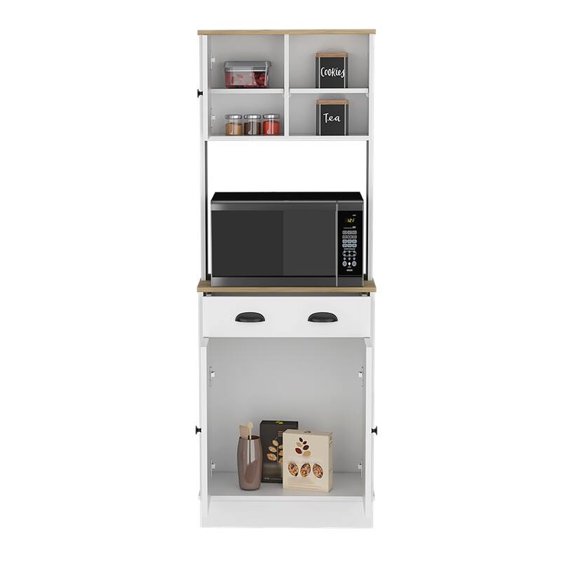Microwave Storage Stand With 3-Doors And Drawer