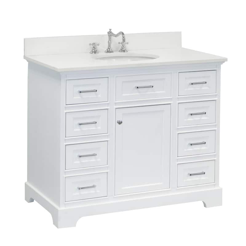 KitchenBathCollection Aria 42" Bathroom Vanity with Quartz Top