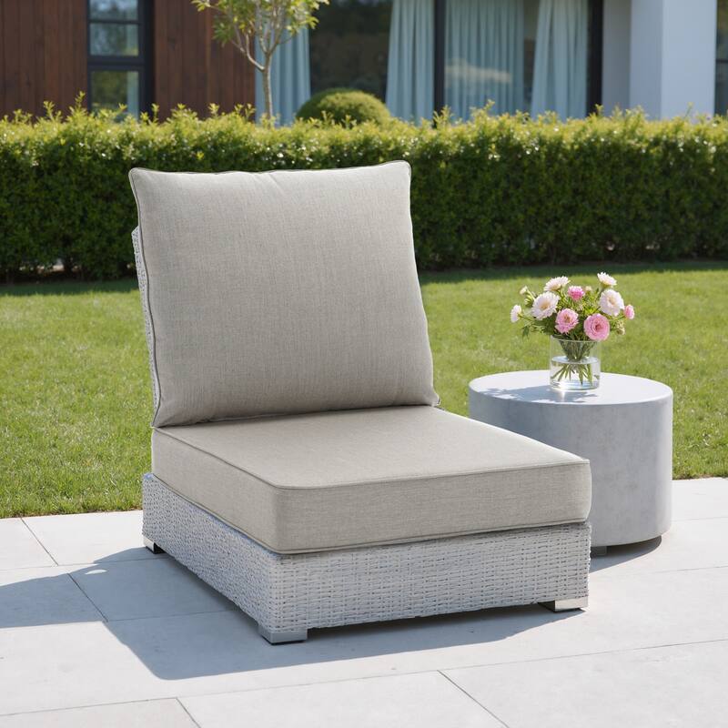 Sunbrella Indoor Outdoor Chair Cushion and Pillow - LIGHT GRAY - Standard