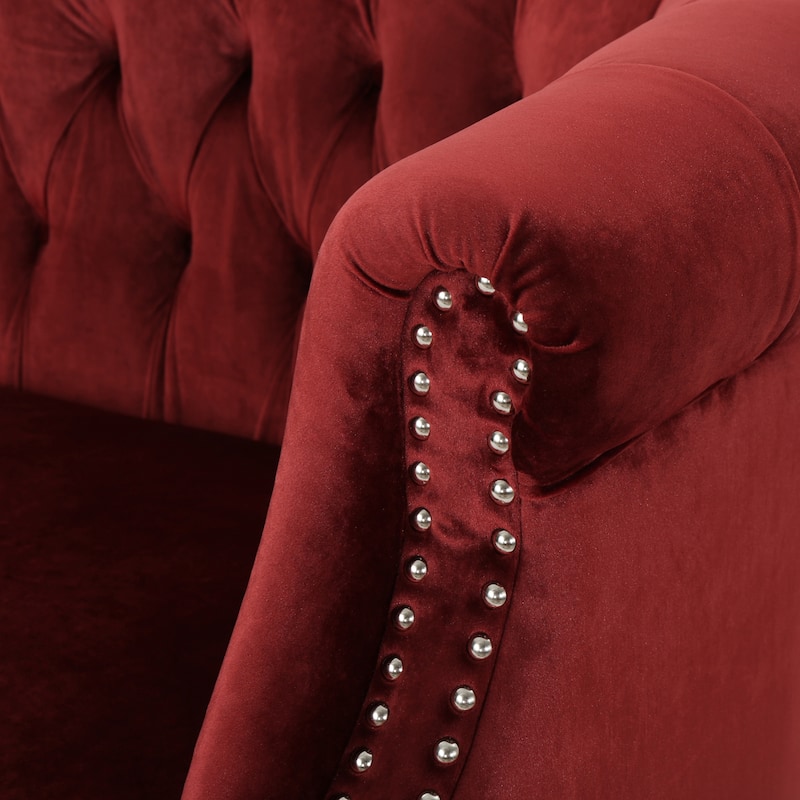 Milani Velvet Tufted Scroll Arm Loveseat by Christopher Knight Home