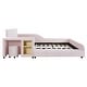 preview thumbnail 25 of 44, Full Size Velvet Upholstered Platform Bed w/ Bedside Desk & Stool, Mother & Child Platform Bed Frame w/ Footboard & Guardrail