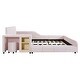 preview thumbnail 43 of 95, Velvet Grounded Bed Mother & Child Bed Platform Slat Bed Frame with Little Round Stool and Bedside Desk for Growing Child