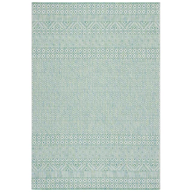 SAFAVIEH Courtyard Terezija Indoor/ Outdoor Waterproof Patio Backyard Rug - 2' x 3'7" - Ivory/Green