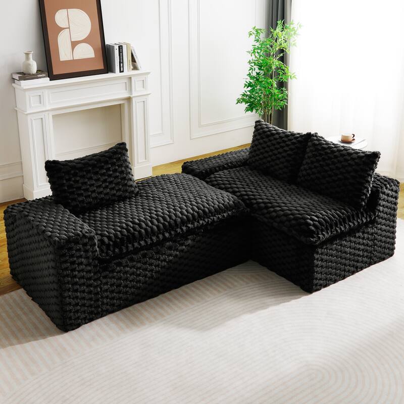 Versatile Turtle Velvet Sectional Sofa with Loveseat Couch and Chaise Lounge, Free Combination Modular Compressed Couch