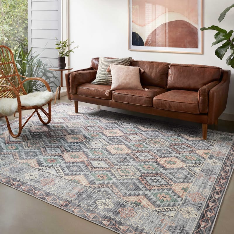 Alexander Home Escalante Southwestern Diamond Area Rug - 2'3" x 3'9" - Grey/ Multi - Runner/Rectangle