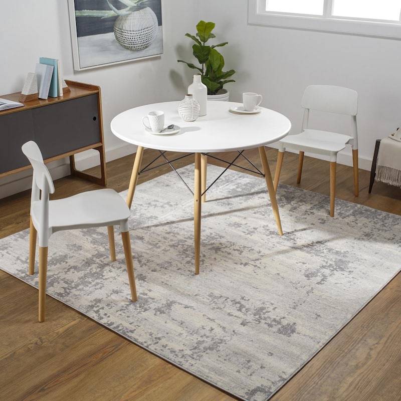 Livabliss Monaco Minimalist Abstract Area Rug - Silver/Grey - 6'7" x 6'7" Square