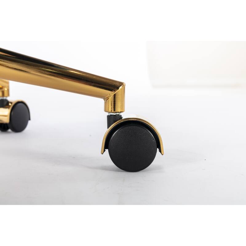 White Vanity Chair Computer Chair with Wheels, Exquisite Adjustable Height Armchair Swivel Chair for Study Room